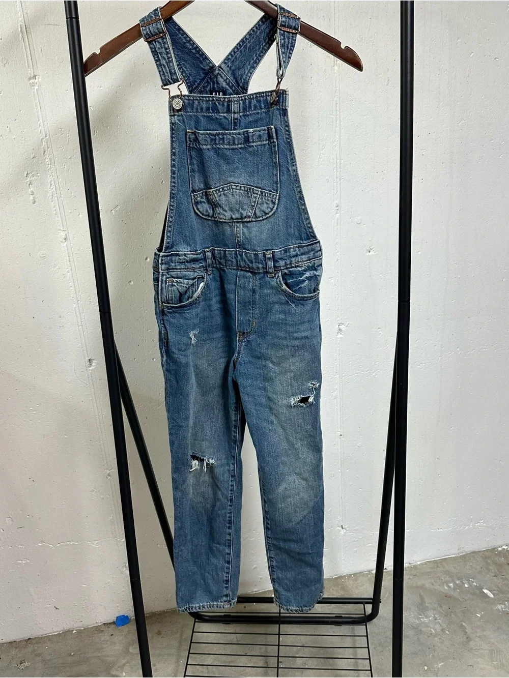 GAP Blue Distressed Denim Kids Overalls